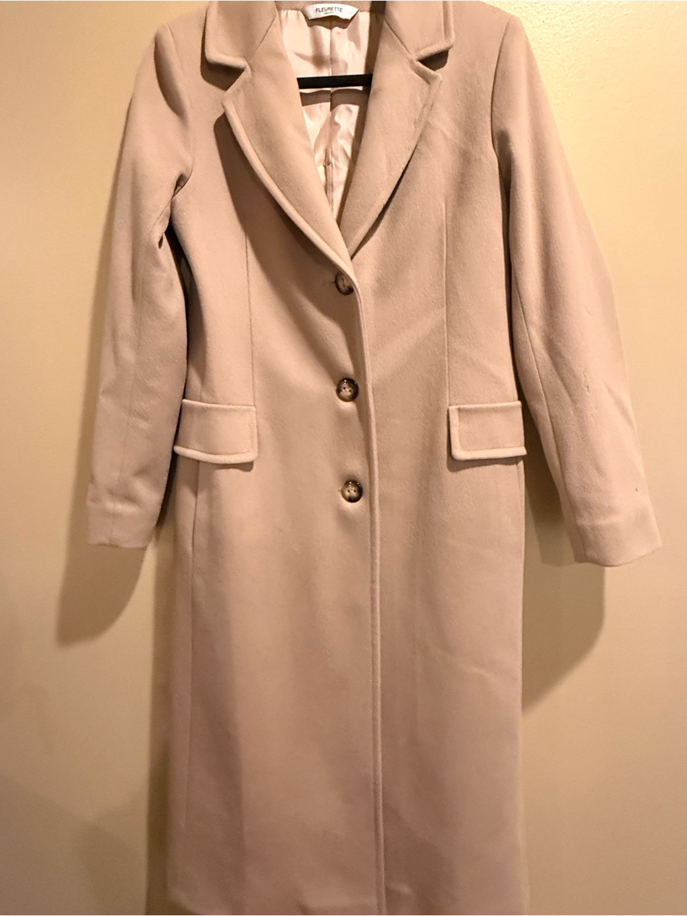 Fleurette  made in America , Women's Long Single-Breasted beige camel